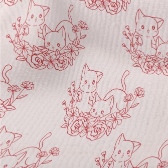 Cute Cat And Flowers Terry