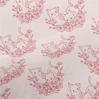 Cute Cat And Flowers Performance Linen