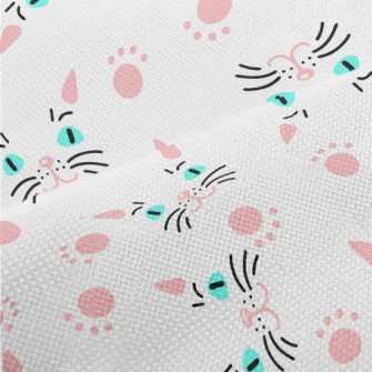 Cat Face And Paw Print Performance Linen