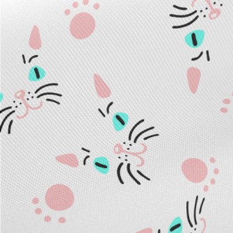 Cat Face And Paw Print Twill