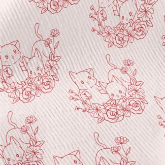 Cute Cat And Flowers Standard Corduroy