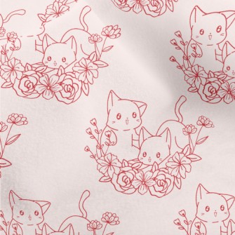 Cute Cat And Flowers Micro Fleece