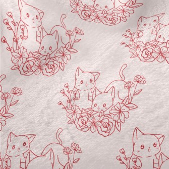 Cute Cat And Flowers Minky