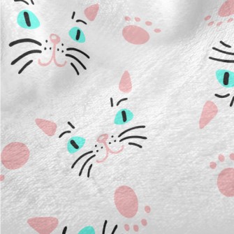 Cat Face And Paw Print Minky