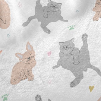 Hand Drawn Lazy Cat Minky