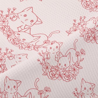 Cute Cat And Flowers Piqué