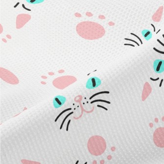 Cat Face And Paw Print Piqué