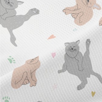 Hand Drawn Lazy Cat Piqué