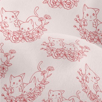 Cute Cat And Flowers Lightweight Performance Linen