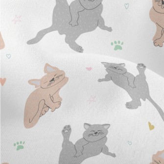 Hand Drawn Lazy Cat Lightweight Performance Linen