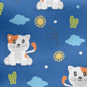 Cool Cartoon Kitten Jersey Backed Fleece