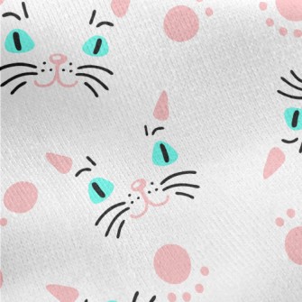 Cat Face And Paw Print Jersey Backed Fleece