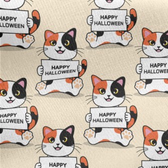 Halloween Calico Cat Jersey Backed Fleece