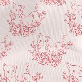 Cute Cat And Flowers Stretch Jersey