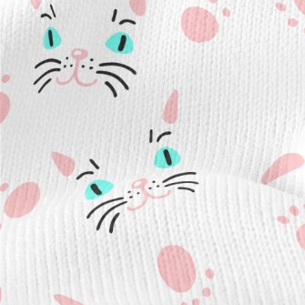 Cat Face And Paw Print Stretch Jersey