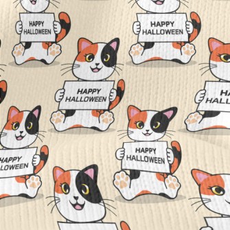Halloween Calico Cat Stretch Jersey