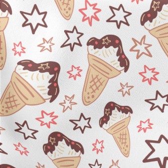 Stars And Chocolate Cones Lightweight Cotton Poplin