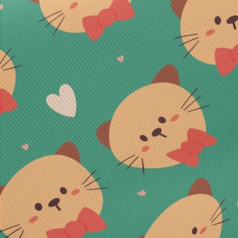 Cute Bow Tie Cat Midweight Cotton Poplin