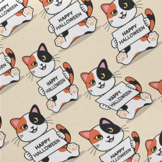 Halloween Calico Cat Midweight Cotton Poplin