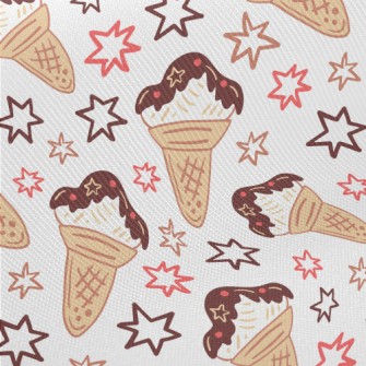 Stars And Chocolate Cones Midweight Cotton Poplin