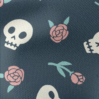 Rose And Cute Skull Waterproof Canvas