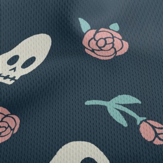 Rose And Cute Skull Athletic Mesh Flat Back