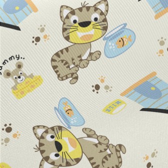 Cat, Mouse, Goldfish Twill