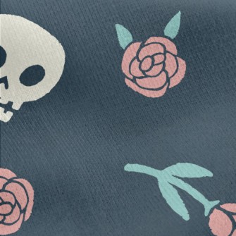 Rose And Cute Skull Jersey Backed Fleece
