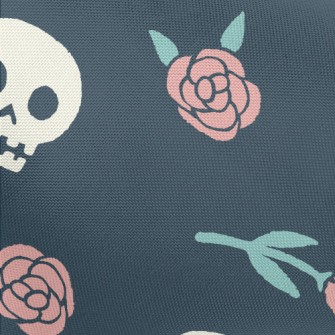 Rose And Cute Skull Pongee