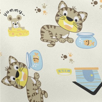 Cat, Mouse, Goldfish Pongee