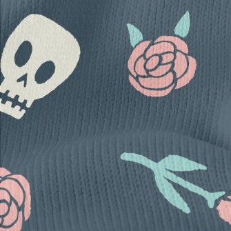Rose And Cute Skull Stretch Jersey