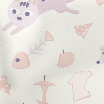 Cat Catching Mouse Lightweight Cotton Poplin