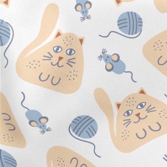 Cat And Mouse Yarn Ball Lightweight Cotton Poplin