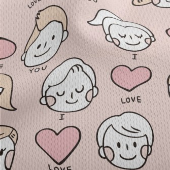 I Love You Big Head Couple Athletic Mesh Flat Back