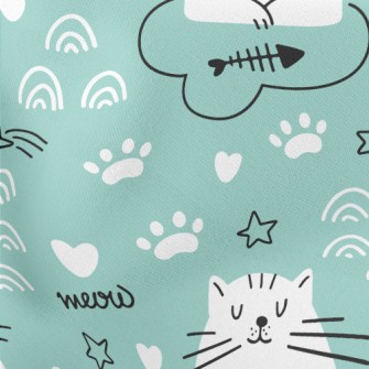 Kitten Resting With Eyes Close Lightweight Cotton Poplin