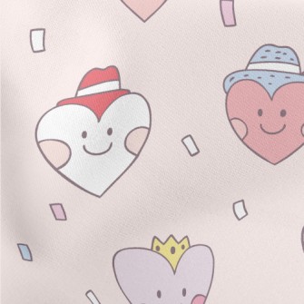 Playful Smiling Love Heart Lightweight Cotton Poplin