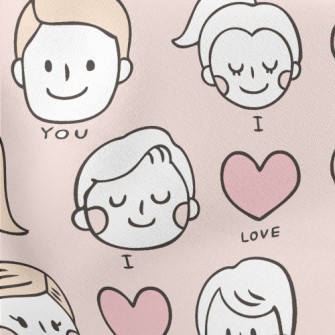 I Love You Big Head Couple Lightweight Cotton Poplin