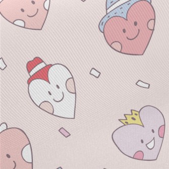 Playful Smiling Love Heart Midweight Cotton Poplin