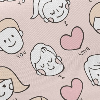 I Love You Big Head Couple Midweight Cotton Poplin