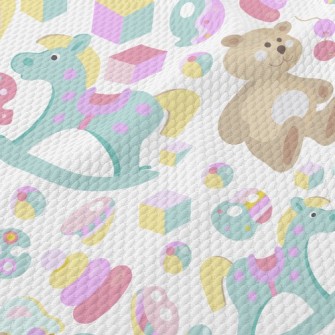 Colorful Children's Toys Birdseye Piqué