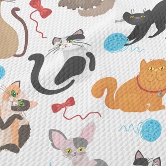 Cats Like Yarn Balls Birdseye Piqué