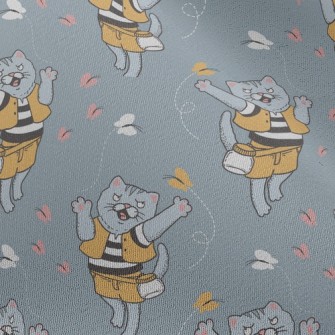 Cat Chasing Butterfly Chiffon