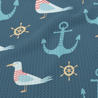 Sailor Seagull And Anchor Birdseye Piqué