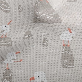 Seagull Resting On Stone Athletic Mesh Flat Back