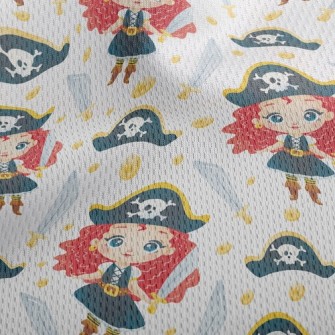 Girl Dressed Up As A Pirate Athletic Mesh Flat Back