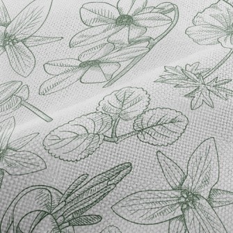 Line Drawing Big Flowers Performance Linen