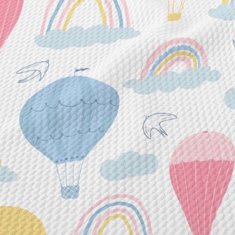 Rainbow And Hot Air Balloon Birdseye Piqué