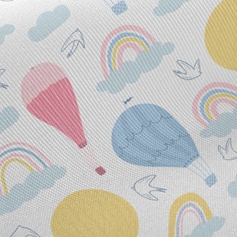Rainbow And Hot Air Balloon Twill