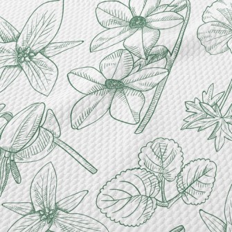 Line Drawing Big Flowers Birdseye Piqué