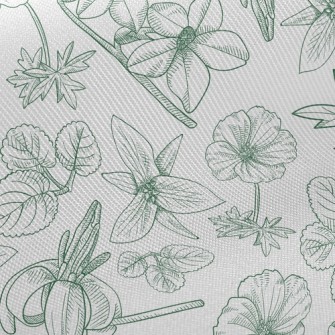 Line Drawing Big Flowers Twill